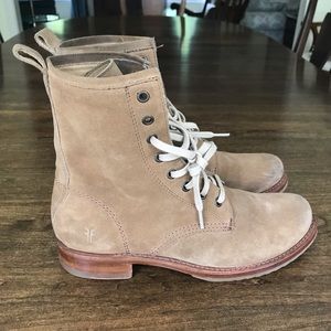 frye veronica combat suede